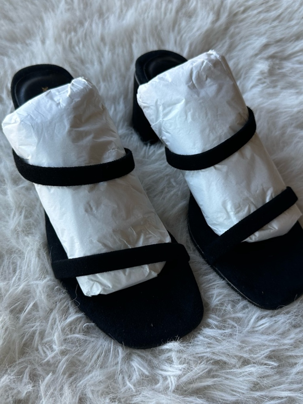 ALL BLACK naked lady Black Block Heel Slide strap Sandals 37.5 made in Italy NWT